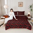 thumbnail image 4 of Feelyou Tribal Bohemian Damask Twin Comforter Sets, Red Gothic Crow Bedding Set, 2-Piece, 4 of 8
