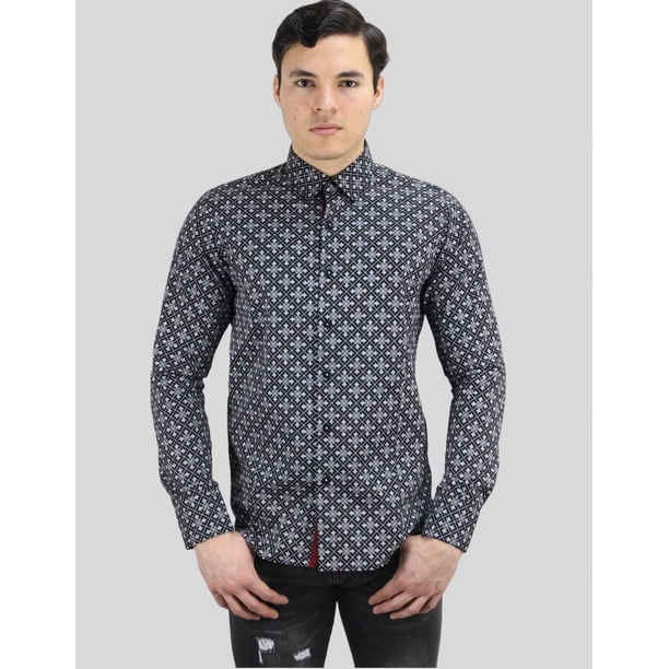 Camisa Estampada Barabas Corte Slim Fit Manga Larga