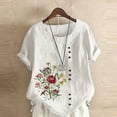 thumbnail image 1 of Aqestyerly T-Shirt d'Été à Manches Courtes pour Femme, Décontracté, à Imprimé Floral, Coupe Ample, Col Rond, Blouse Confortable, Haut Léger pour Tous les Jours HWRETIE, 1 of 4