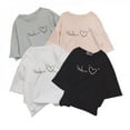 thumbnail image 4 of Harajuku Style Letter Print T shirt New Women Summer Tops Heart Printing T-shirts Casual  Loose Half Sleeve O-neck Tee Black XXL, 4 of 6