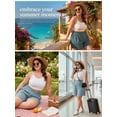 thumbnail image 5 of SHOWMALL Shorts for Women's Plus Size Summer Casual Elastic High Waist Wide Leg Beach Shorts with Pockets Misty Blue 1X, 5 of 10
