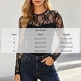thumbnail image 3 of Sexlip Women Long Sleeve Floral Sheer Lace Panel Top Crew Neck Sweetheart Solid Front Fitted Stretch Skinny Elegant Date Night Layering Base Blouse Black XL, 3 of 7