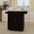 thumbnail image 5 of Black Wood 38.18 in. Kitchen Island with Adjustable Shelves and Towel Rack, 5 of 12