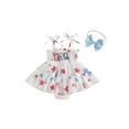 thumbnail image 2 of BemeyourBBs Baby Girls Romper Set, Sleeveless Tie-up Stars Bodysuit Dress Headband, 2 of 9