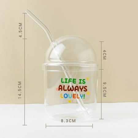 

Clear Milk Juice Cup with Straw and Lid High Borosilicate Glass Durable Cup for Friends Family Coworkers