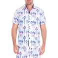 thumbnail image 1 of Blue Palm Trees with Soft Pastel Gradient Button Up Short Sleeve Dress Shirt, Blue Palm Trees Soft Pastel Gradient, Size: L, BC Collections, 1 of 2