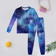 thumbnail image 2 of Afdoent Pyjamas pour Bébés Filles Manches Longues Col Rond Imprimé Étoile de l'Espace Tenue Décontractée pour 2-3 Ans, 2 of 3