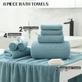 thumbnail image 5 of Kebury 8 Piece Bath Towel Set, 2 Oversize Bath Towels, 2 Hand Towels, 4 Washclothes, Soft Towel Quick Dry Highly Absorbent Shower Bathroom Towels Set Hotel Collection (Turquoise), 5 of 7