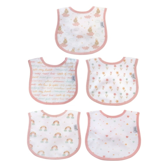 Neat Solutions 5 Pack Girl Infant Stay-Dry Bibs