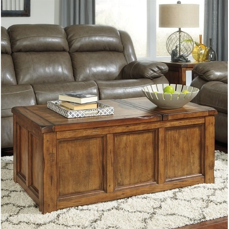 Ashley Furniture Tamonie Rectangular Lift Top Coffee Table in Brown