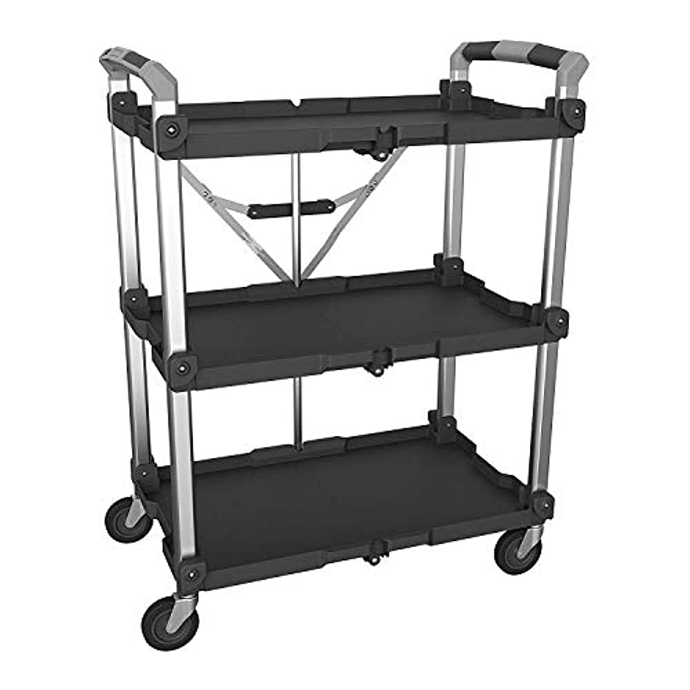 Photo 1 of (CRACKED) Olympia Tools 85 189 Pack N Roll Collapsible Service Cart XL 300LB Capacity Black