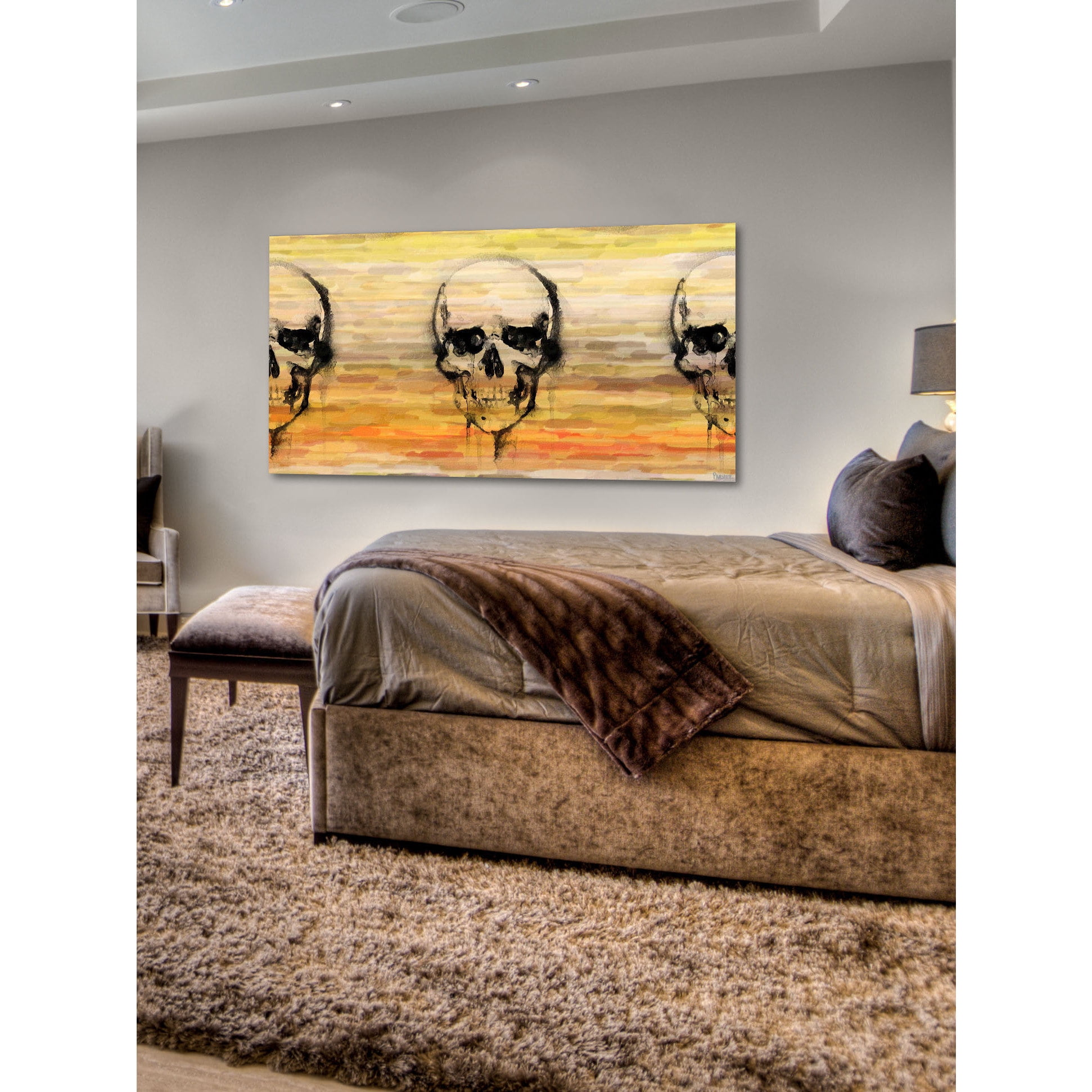 "Yellow Skull" Painting Print on Wrapped Canvas