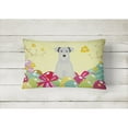 thumbnail image 2 of Carolines Treasures BB6053PW1216 Easter Eggs Miniature Schnauzer White Canvas Fabric Decorative Pillow, 12H x16W,, 2 of 3