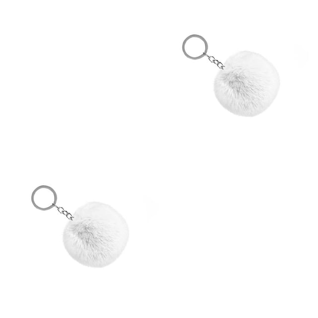 Toystoory Fuzzy Ball Llavero Cómodo Portátil Encantador Llaveros Multi-funcional Multi-colores Llaveros Mujeres Blanco 5cm Blanco 5cm 2Conjunto