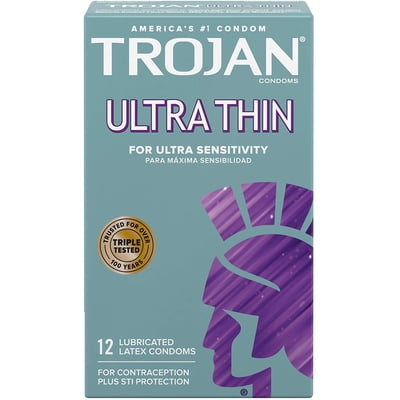 Trojan Sensitivity Ultra Thin Premium Latex Condoms, 12 ct