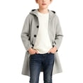 thumbnail image 5 of WOYY Boys Wool Coat Button Down Hooded Trench Jacket Casual Outerwear, Sizes 5-16, 5 of 6