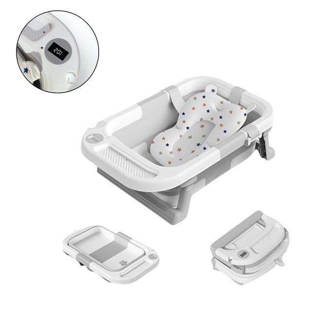 Bañera Tina Baño Bebé Plegable Motek Squash con Termómetro