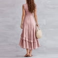 thumbnail image 4 of XiYing Robes d'Été pour Femmes, Robe Maxi Classique à Col en V Sans Manches pour Femmes avec Accoudoirs à Volants et Détail de Boutons devant pour Vacances d'Été, M-TTG,, 4 of 7