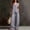 Gray, variant on Floleo Women Solid Two Piece Outfit V Neck Sleeveless Button Vest Top High Waist Faux Linen Wide Leg Pants Summer Matching Set
