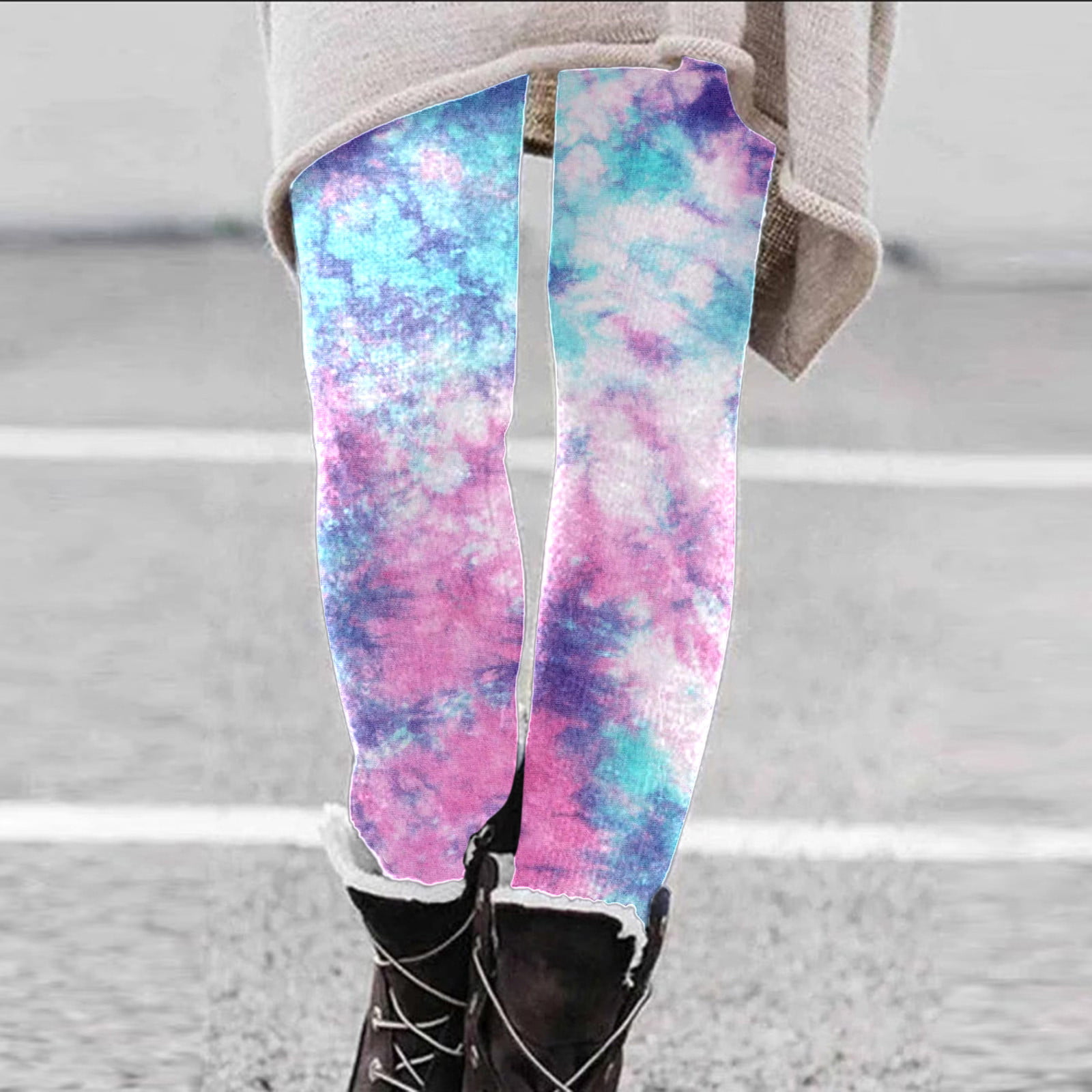JDEFEG Soft Leggings For Women Women Autumn And Winter Colorful Tie Dye  Waist Leggings Business Casual Pants For Women Plus Polyester O M 