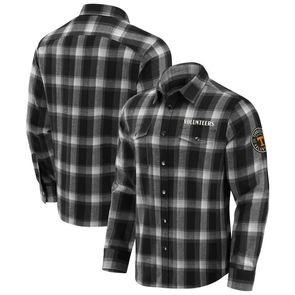 Men's Darius Rucker Collection by Fanatics Black Tennessee Volunteers Flannel Plaid Full-Snap Shirt
