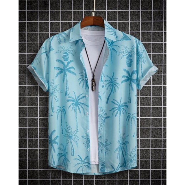 Men‘s Gradient Flower pattern 3D Print Top Summer Hawaii Beach Shirts Outdoor Party Men‘s Breathable Loose Short Sleeve Apparel FGS