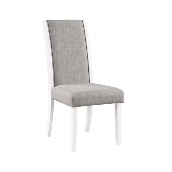 ACME Hollyn 19" Fabric/Wooden Side Chair in Gray & White (Set of 2)