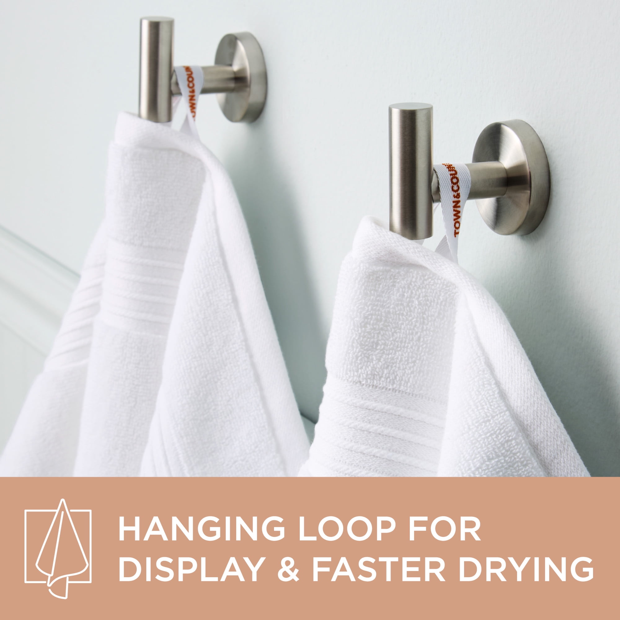 TOWN & COUNTRY EVERYDAY 4-Piece Solid Dobby Border Bath Towel Set, 30"x58", 100% Cotton, Plush & Absorbent 650GSM, White