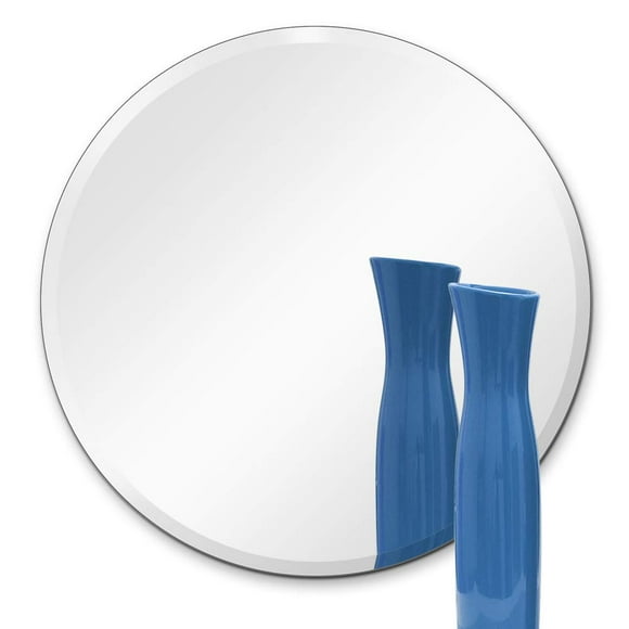 Dulles Glass 18" Miroir Rond Sans Cadre - Trempé - 1/4" d'Épaisseur - Verre Poli Biseauté
