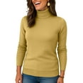 thumbnail image 5 of Women's Turtleneck Chunky Sweater Long Sleeve Casual Knit Pullover, Fall Winter Jumper Top Yellow M, 5 of 5