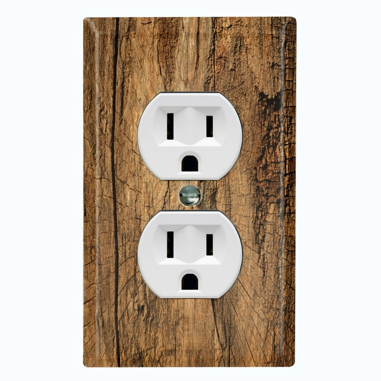 Metal Light Switch Plate Outlet Cover Wood Tree Grain Wallpaper