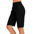 thumbnail image 6 of Plus Size Shorts for Women's High Waist Yoga Shorts 5", Relaxed Fits Bermuda Shorts with Pockets, Soft Stretch Sports Daily Bottoms Black XL, 6 of 9