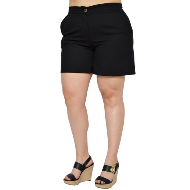 Short clásico de lino (talla extra), modelo 0136 (Negro) Roman Fashion SH-ELY-0136-NEGRO