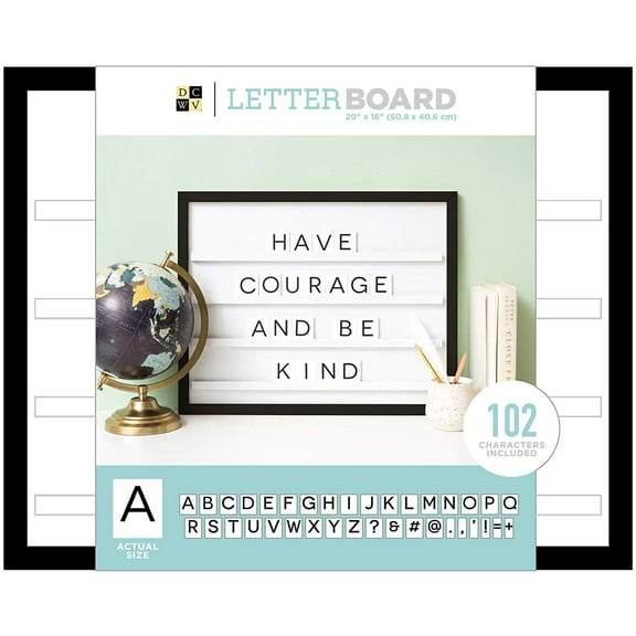 DCWV Sliding Letterboard 20"X16"-Black W/White Tiles