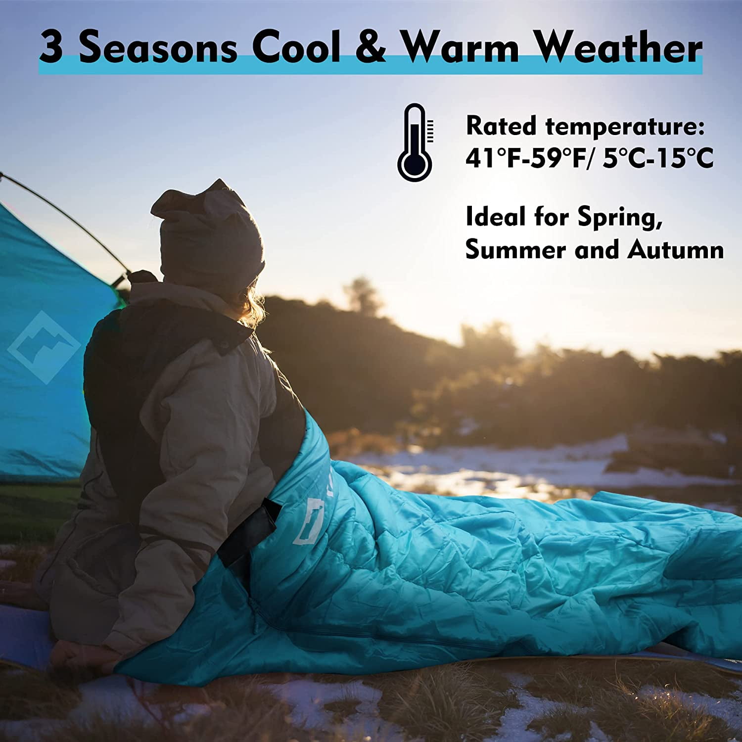 Camping Sleeping Bag with Carrying Bag, Lightweight 3-Season Sleeping Bag for Adults & Kids, for Backpacking, Hiking, Spring Summer Fall Use