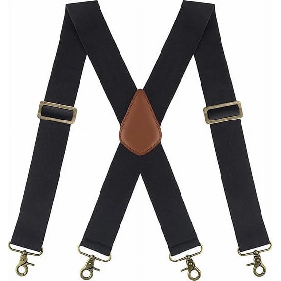 POITVD Men's X-Back 2 Inches Wide Heavy Duty Clips Adjustable Suspenders,Light Coffee
