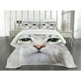 thumbnail image 3 of Ambesonne Animal Quilted Bedspread Set 3 Pcs, Domestic Kitty Portrait, King Size, Multicolor, 3 of 5