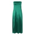 thumbnail image 6 of Summer Satin Strapless Dress Backless Bodycon Wedding Party Maxi Dresses Green S, 6 of 7