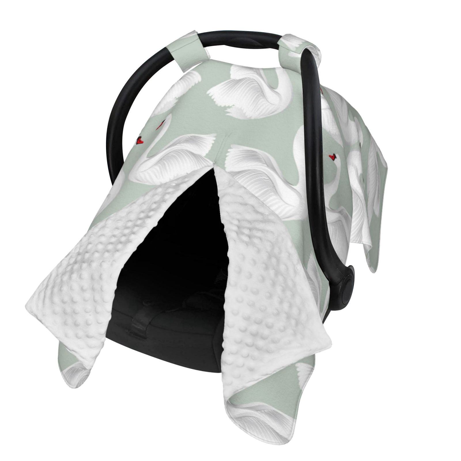 Naloa White Birds Baby Car Seat Cover, Breathable Baby Carrier Cover, Multiuse Baby Carrier Cover & Nursing Breastfeeding Cover