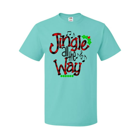 Inktastic Christmas Jingle All the Way with Music Notes and Holly T-Shirt