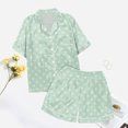 thumbnail image 2 of Girls' Pajama Sleepwear Sets Polka Dot Print Button Down Collar Short Sleeve Sleepwear Trendy Elastic Waistband Summer Pajamas Kids Green,6-7 Years, 2 of 4