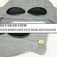 thumbnail image 3 of 2026 New Unisex Winter Ski Beanie Hat with Goggles and Detachable Mask, 3-in-1 Unisex Warm Lined Aviator Knit Cap(Gray), 3 of 7