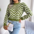 thumbnail image 2 of HAPIMO Womens Sweaters Fall Fashion Long Sleeve Crewneck Knitwear Colorblocked Casual Jumper Striped Pullover Sweaters for Women Green S, 2 of 7