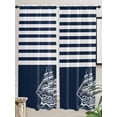 thumbnail image 5 of Navy Blue Living Room Curtains 2 Panel, Nautical Coastal Sea Abstract Art Cafe Window Treatment, Extra Long Farmhouse Bedroom Bathroom Kitchen Curtains Drapes 104"x72", 5 of 6