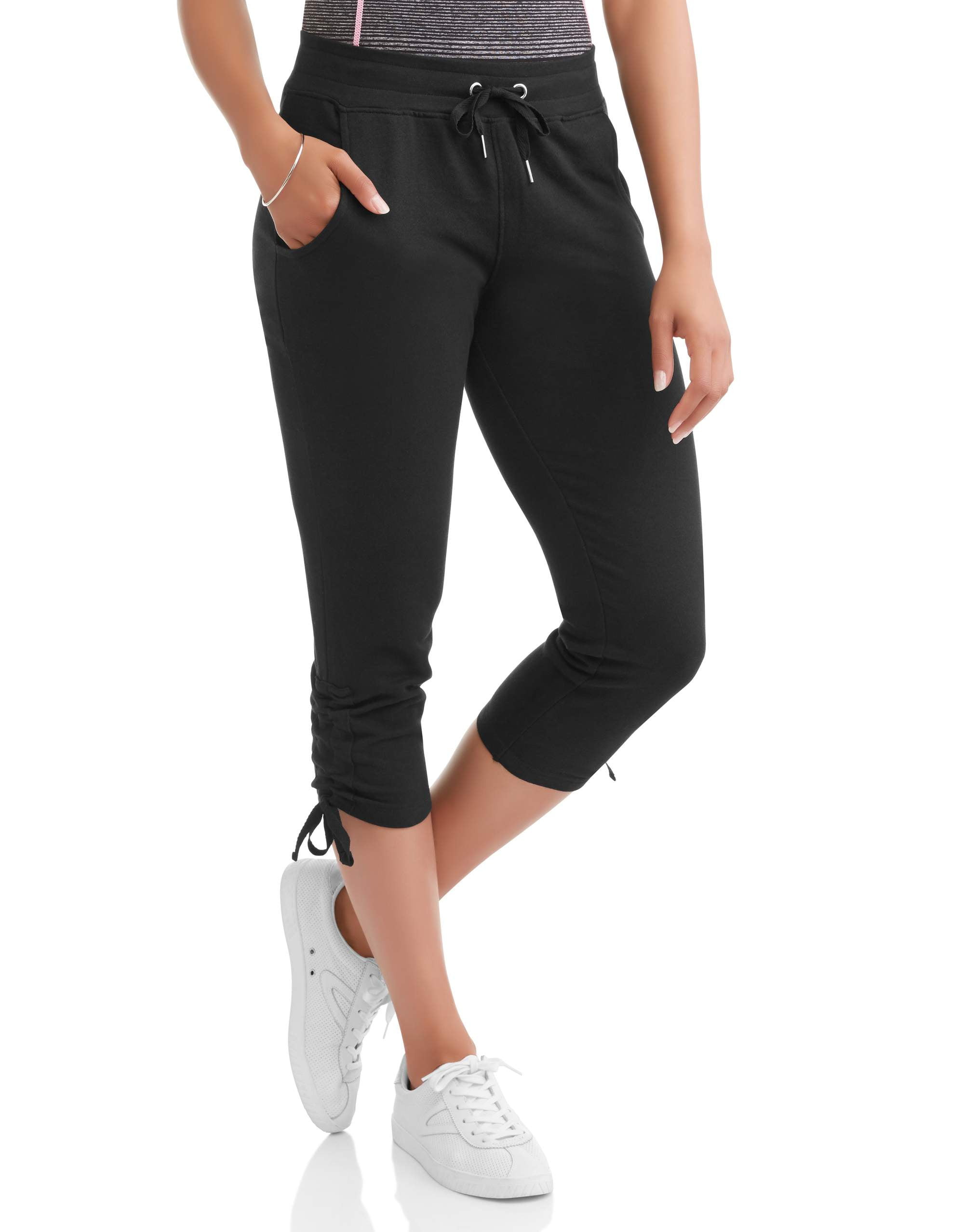 N.Y.L Sport Women's Athleisure Ruched Ankle French Terry Capri Jogger ...