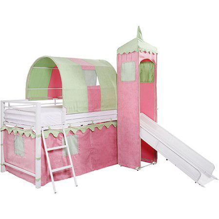 girl twin loft bed with slide
