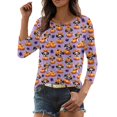 thumbnail image 6 of Halloween Shirts Women Spooky 3/4 Sleeve Tops Horror Halloween Ghost Pumpkin Printed T Shirts Funny O Neck Pullover Three Quarter Length Blouse,4XL, 6 of 7