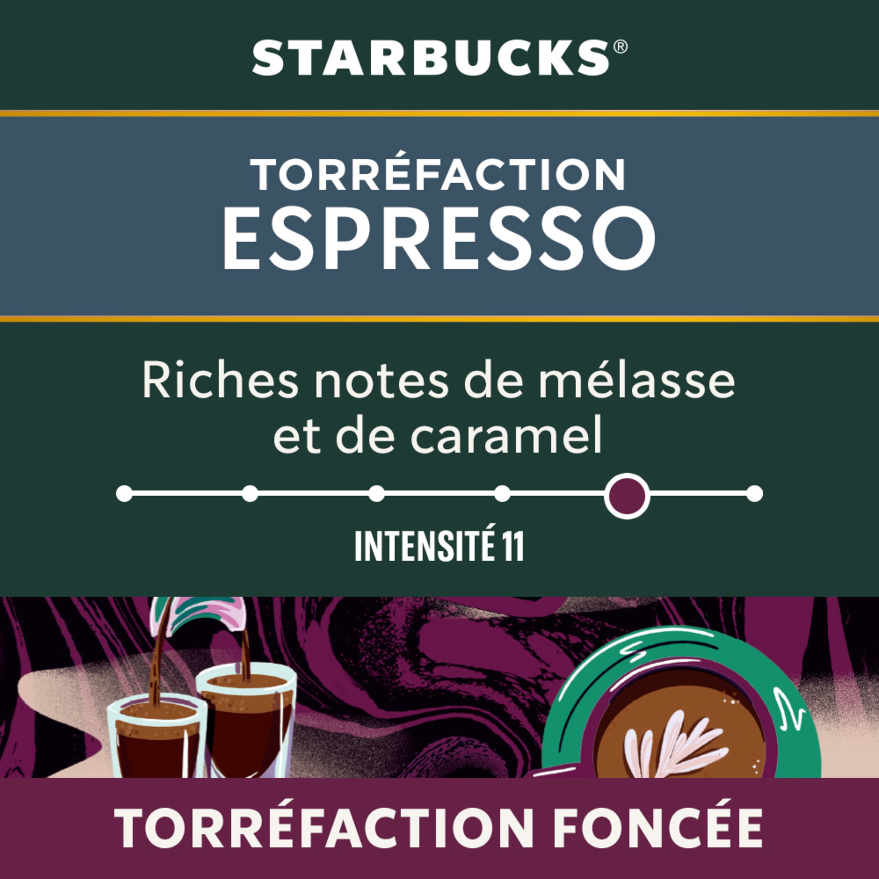 Starbucks Torréfaction espresso, dosettes de café NESPRESSO, gamme Original, torréfaction foncée intense