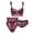 Wine red, variant on Women Push Up Embroidery Bras Set Lace Lingerie Bra and Panties and and High Waist Panty 3 Piece