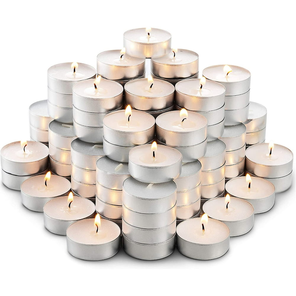 Tea Lights Candles 100 White, Smokeless, Dripless & Long Lasting